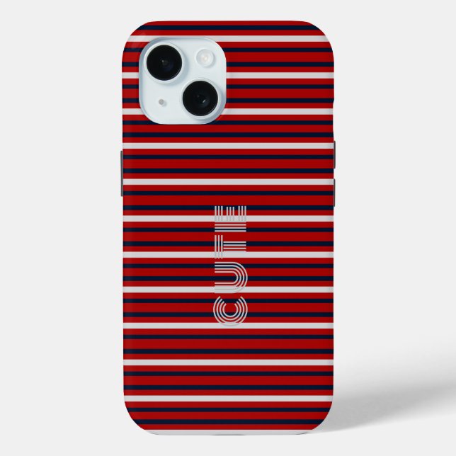 Modern Monogrammed Striped  Case-Mate iPhone Case (Back)