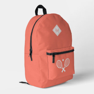Modern Monogrammed Tennis Player Minimalist Printed Backpack