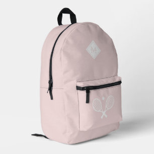Modern Monogrammed Tennis Player Minimalist Printed Backpack