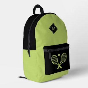 Modern Monogrammed Tennis Player Minimalist Printed Backpack