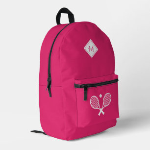 Modern Monogrammed Tennis Player Minimalist Printed Backpack