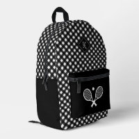 Modern Monogrammed Tennis Player Plaid Pattern