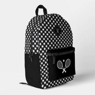 Modern Monogrammed Tennis Player Plaid Pattern Printed Backpack