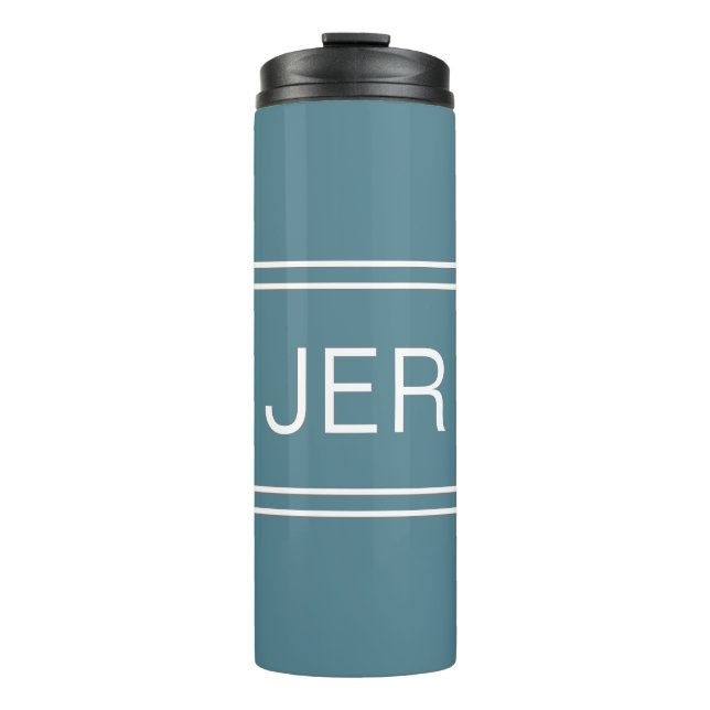 Modern Monogrammed Turquoise Green Stylish Drink Thermal Tumbler (Front)