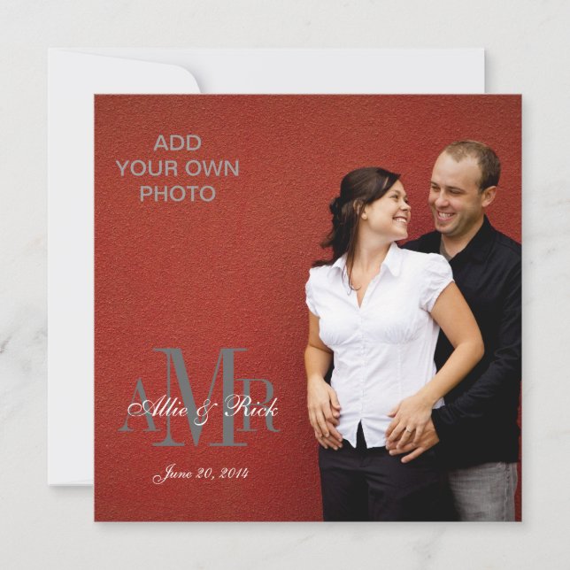 Modern Monograms with Photo Wedding Invitations (Front)