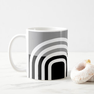 Modern Monotone Black White Initial Pattern Coffee Mug