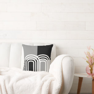 Modern Monotone Black White Initial Pattern Cushion