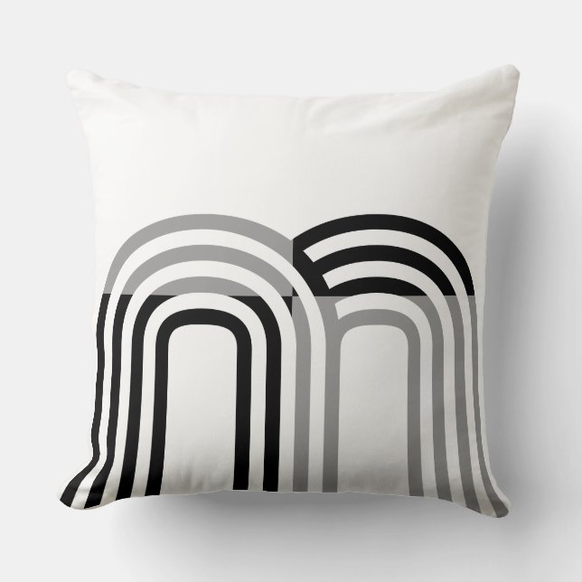 Modern Monotone White Black Initial Pattern Cushion (Front)