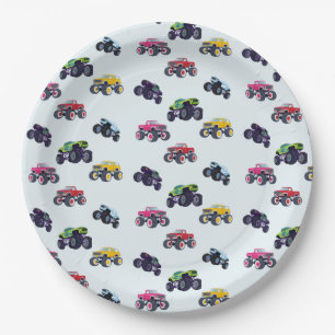 Modern Monster Truck Birthday Paper Plate