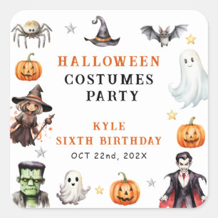 Modern Monsters Halloween Costumes Birthday Party Square Sticker