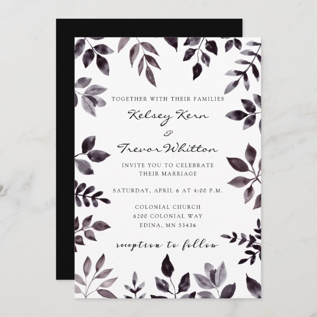 Modern Mood Watercolor Floral Wedding Invitations (Front/Back)