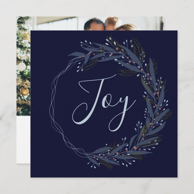 Modern Moody Botanical Christmas Wreath Holiday (Front/Back)