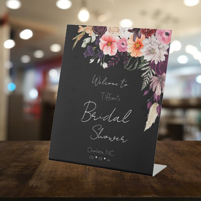 Modern Moody Bridal Shower Welcome  Pedestal Sign (Creator Uploaded)
