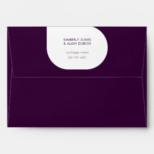 Modern Moody Dark Geometric Solid Purple Wedding Envelope