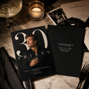 Modern Moody Milestone Birthday Photo Invitation