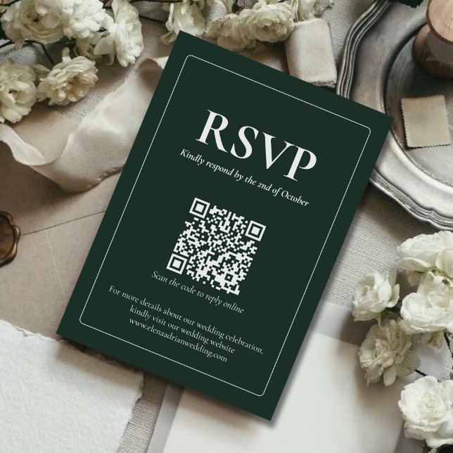 Modern Moody Wedding RSVP Card with QR code (Creator Uploaded)