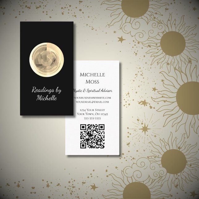 Modern Moon Crystal Ball Fortune Teller Black  Business Card (Creator Uploaded)