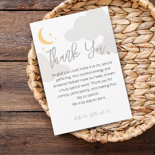 Modern Moon Stars Clouds Baby Shower Thank You Card