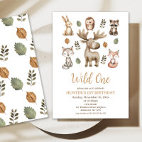Modern Moose Woodland Wild One 1st Birthday