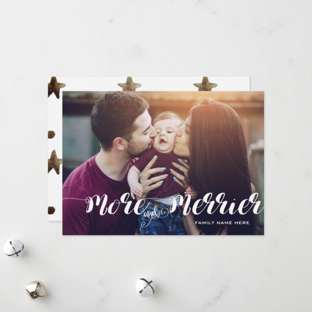 Modern More And Merrier Photo Holiday Card (Front/Back In Situ)