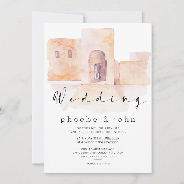 Modern Moroccan Calligraphy Wedding Invitation (Front)