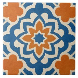 Modern Moroccan Geometric Floral Tile Pattern