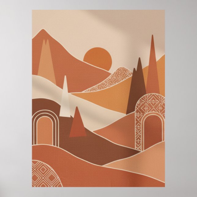 Modern Moroccan Minimalist Wall Art poster (Front)