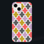 Modern Moroccan Pattern Case-Mate iPhone 14 Case<br><div class="desc">Chic Girly Preppy Modern Moroccan Quatrefoil Lattice Design</div>