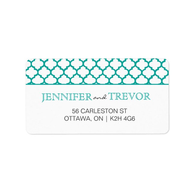 Modern Moroccan Pattern Label Teal (Front)
