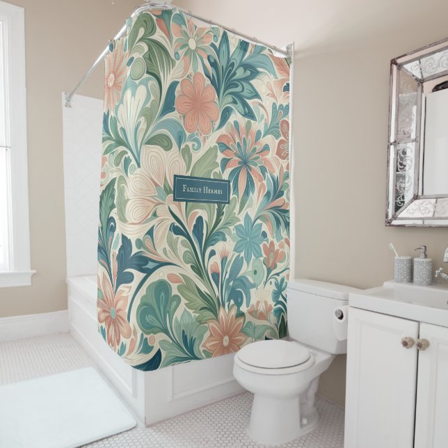 Modern morris art shower curtain (In Situ)