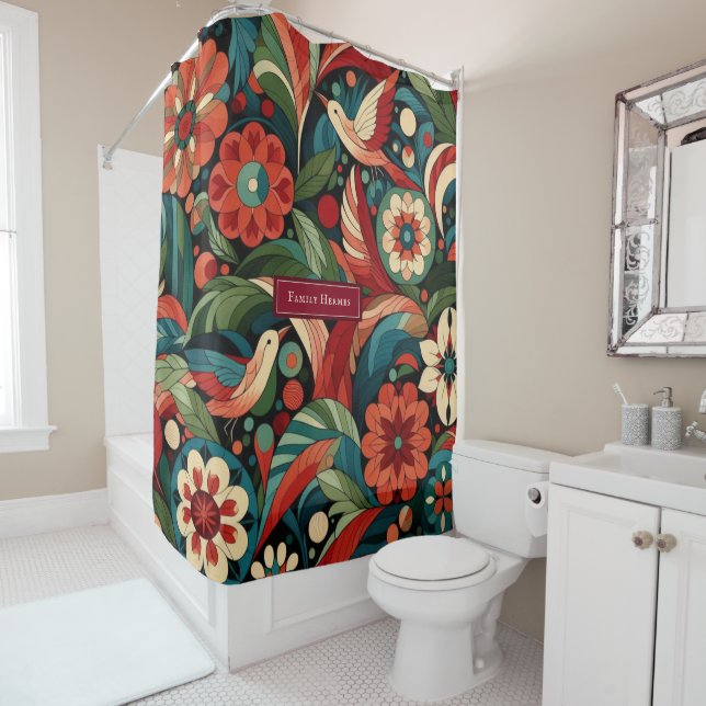 Modern morris art shower curtain (In Situ)