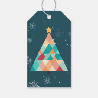 Modern Mosaic Christmas Tree Gift Tag