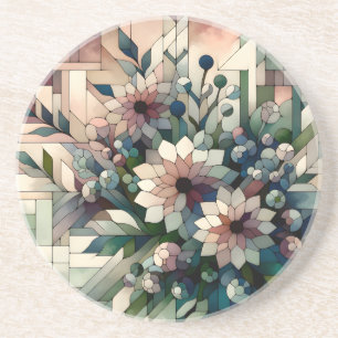 Modern Mosaic Flowers Coaster