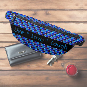 Modern mosaic in black, royal blue, custom  bum bags