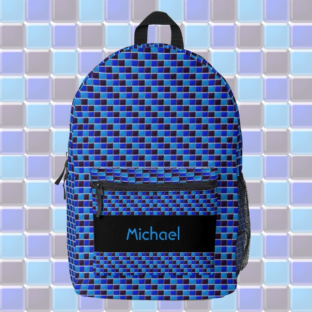 Modern mosaic in black, royal blue, custom  printed backpack (Creator Uploaded)