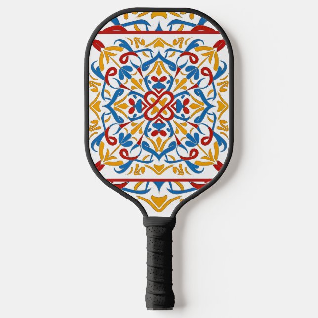 modern mosaic, Mandala-Pattern Pickleball Paddle (Front)