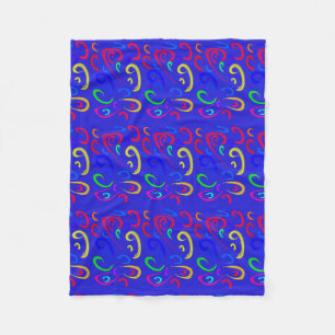 Modern mosaics in blue background fleece blanket