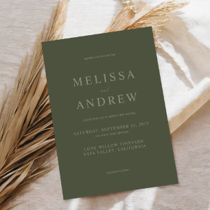 Modern Moss Green Elegant Wedding Invitation