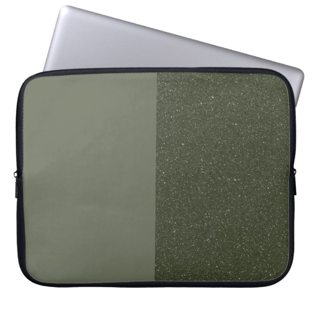 Modern Moss Green Laptop Sleeve – Split Design (Front)