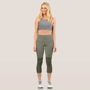 Modern Moss Green Panel Capri Leggings – Customise