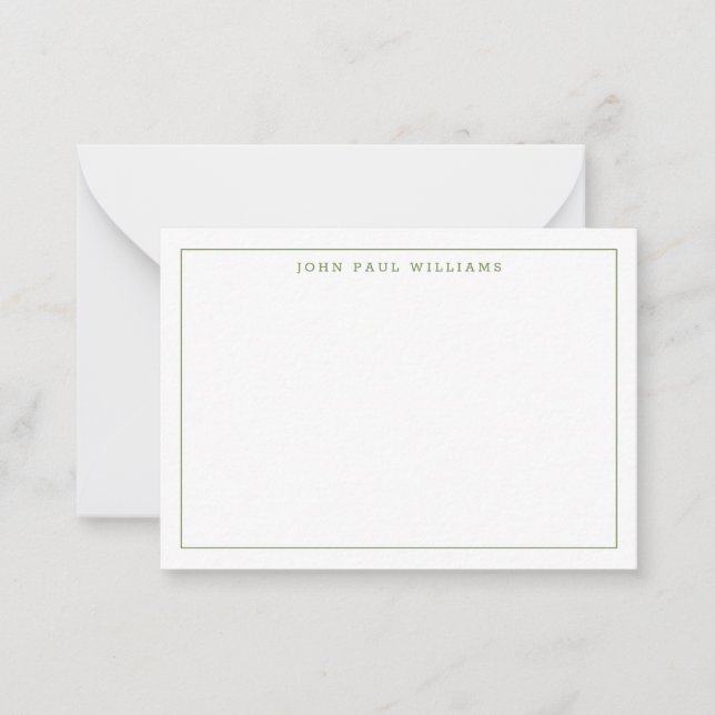 Modern Moss Green Professional Simple Thin Border Card (Front)
