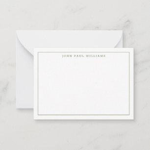 Modern Moss Green Professional Simple Thin Border Card