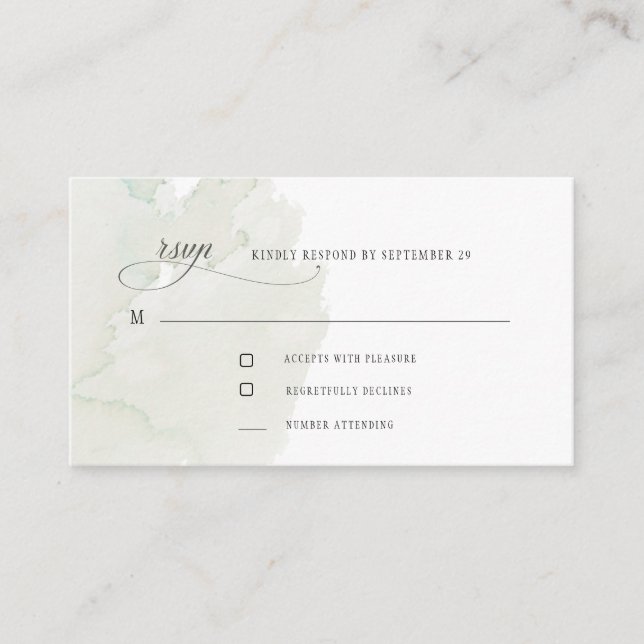 Modern Mossy Watercolor RSVP Enclosure Card (Front)