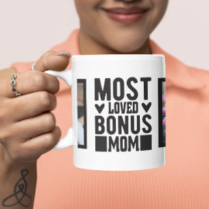 Modern Most Loved Bonus Mom Two Photo Stepmom Mug