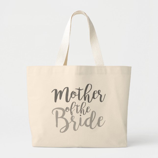 Modern Mother of The Bride Cursive Ombre Large Tote Bag (Front)