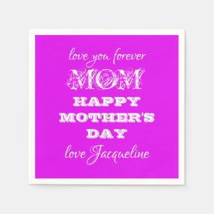 Modern Mother's Day Custom Name Cute Violet Napkin