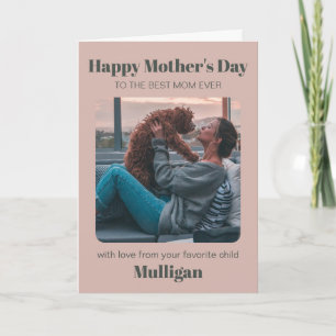 Modern Mothers Day Dusty Rose Pet Photo Card