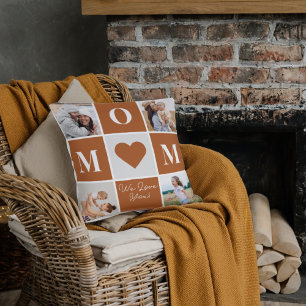 Modern Mother's Day Love Four Family Photo Collage Cushion