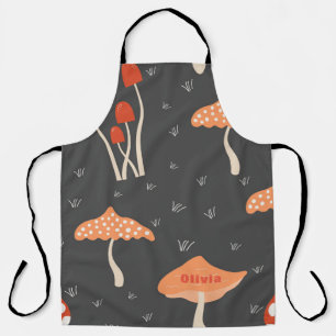 Modern Mother's Day Orange Mushroom Apron 