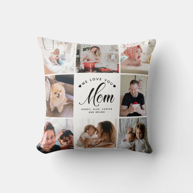 Modern Mothers Day Personalised Photo Collage Cushion (Front)